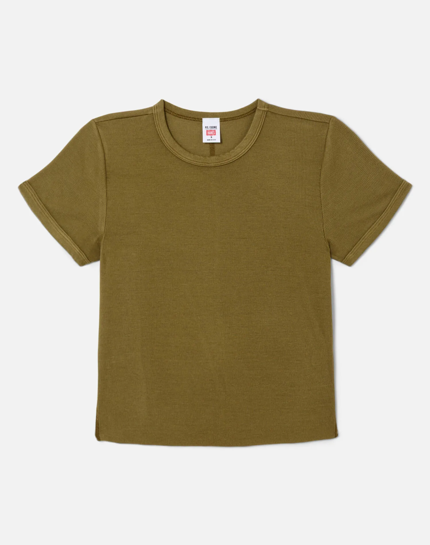 Hanes 90s Ribbed Cap Sleeve Tee - Fatigue sold by Re/Done