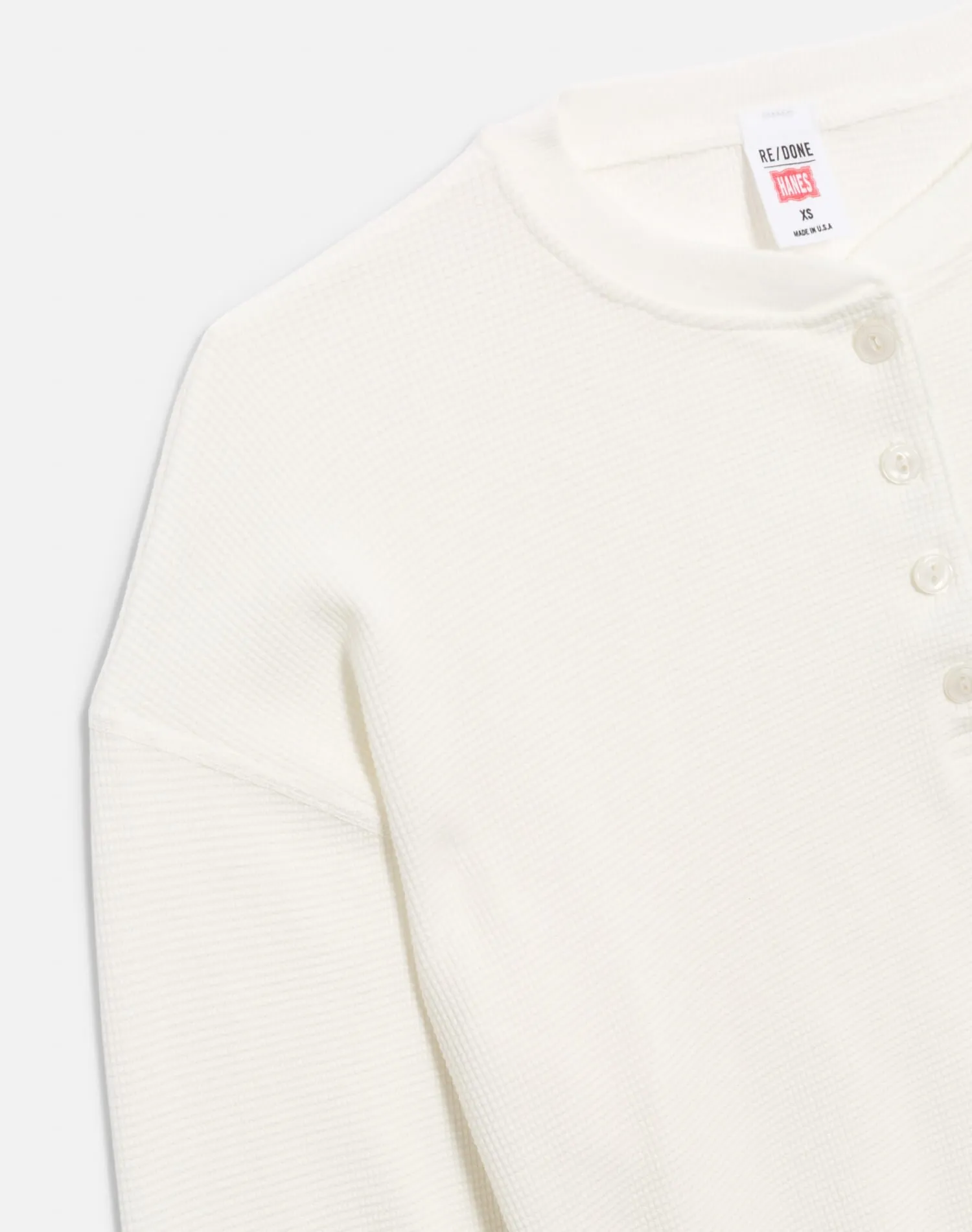 Hanes Waffle Boxy Henley - Off White sold by Re/Done product image thumbnail 3