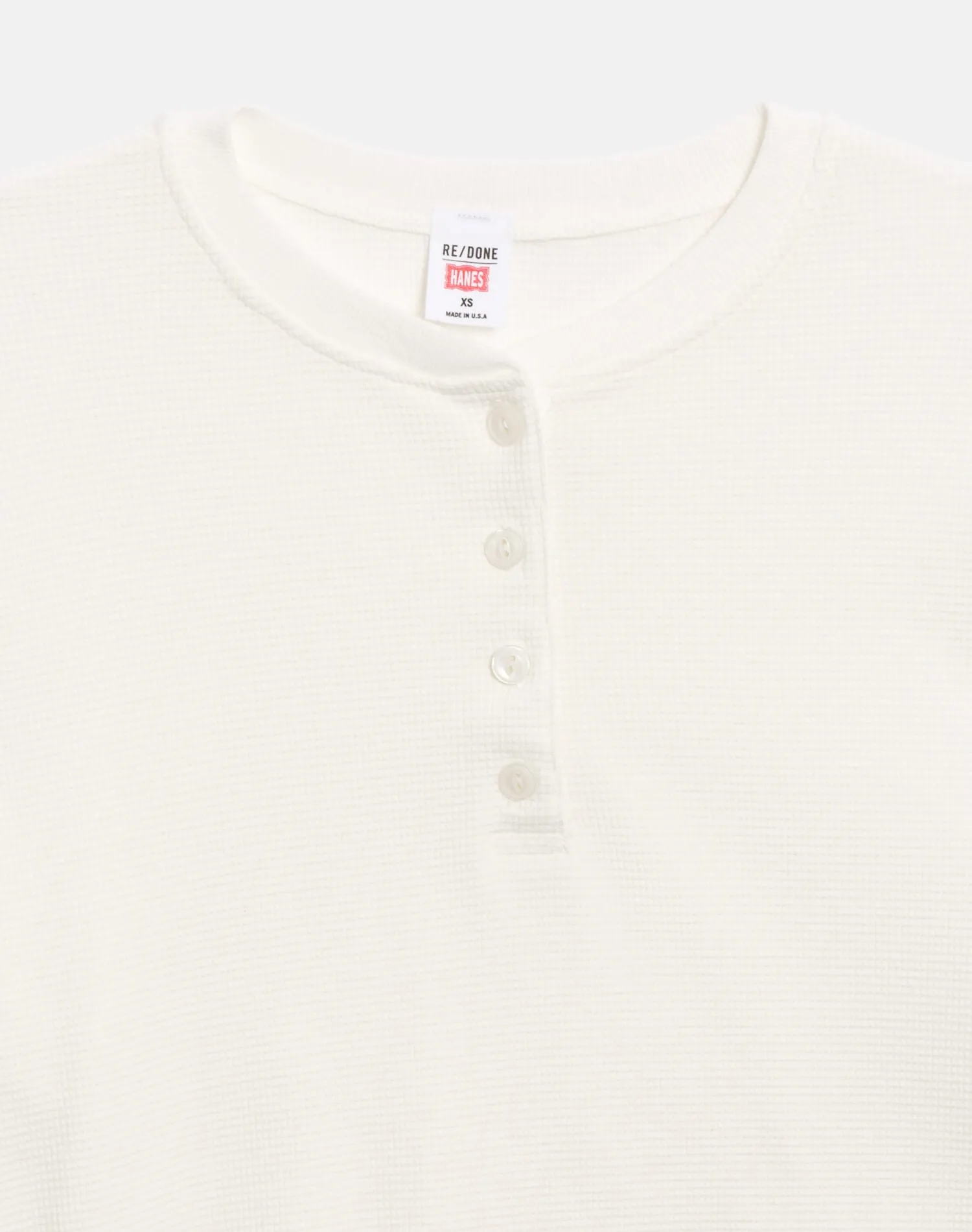 Hanes Waffle Boxy Henley - Off White sold by Re/Done product image thumbnail 4