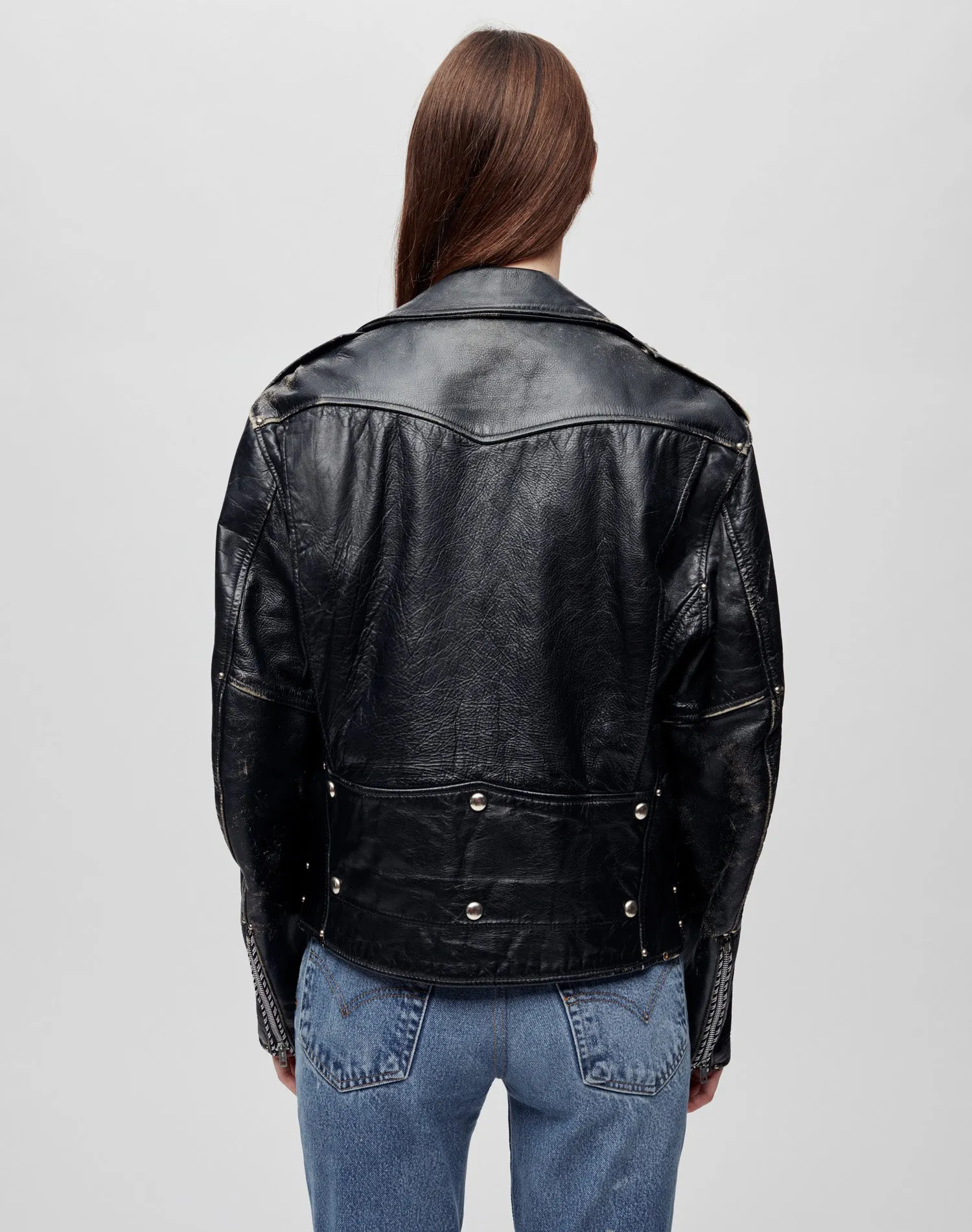 Upcycled Leather Biker Jacket - Black Cheetah sold by Re/Done product image thumbnail 5