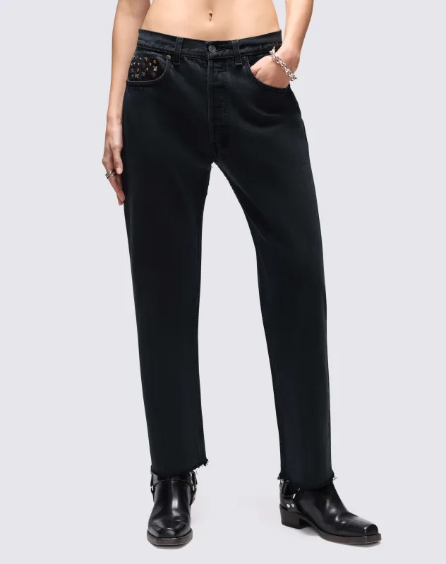 Levi's Multi Stud Boyfriend Jean - Black Multi Stud made by Re/Done