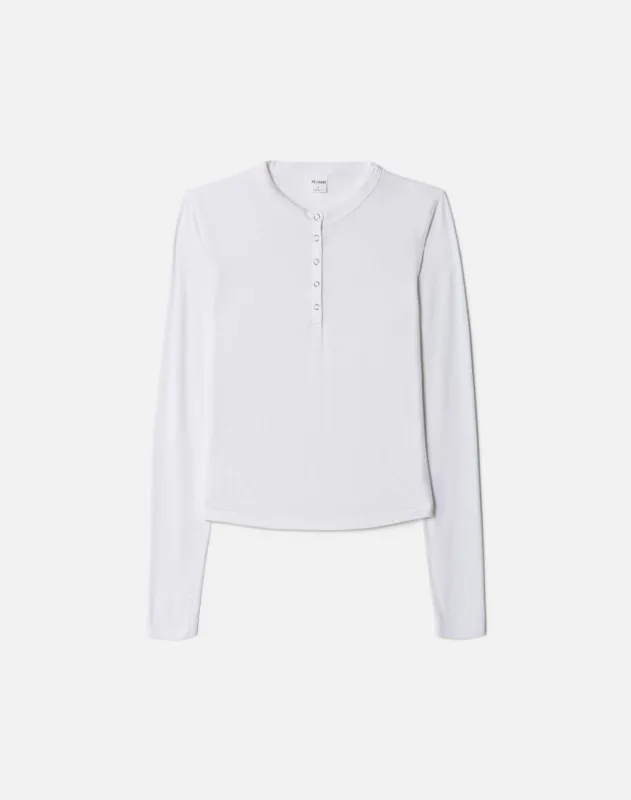 Hanes Long Sleeve Ribbed Henley - Off White sold by Re/Done