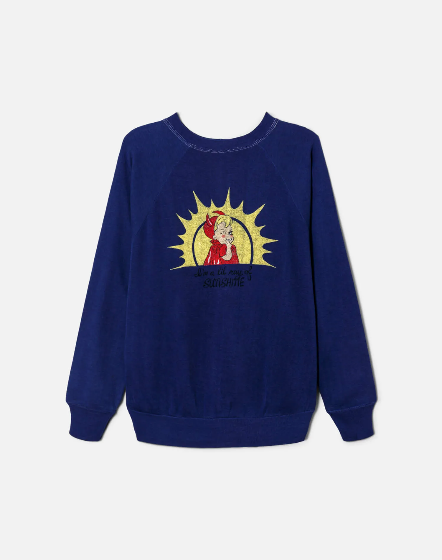Upcycled "Ray of Sunshine" Sweatshirt - Dark Blue sold by Re/Done