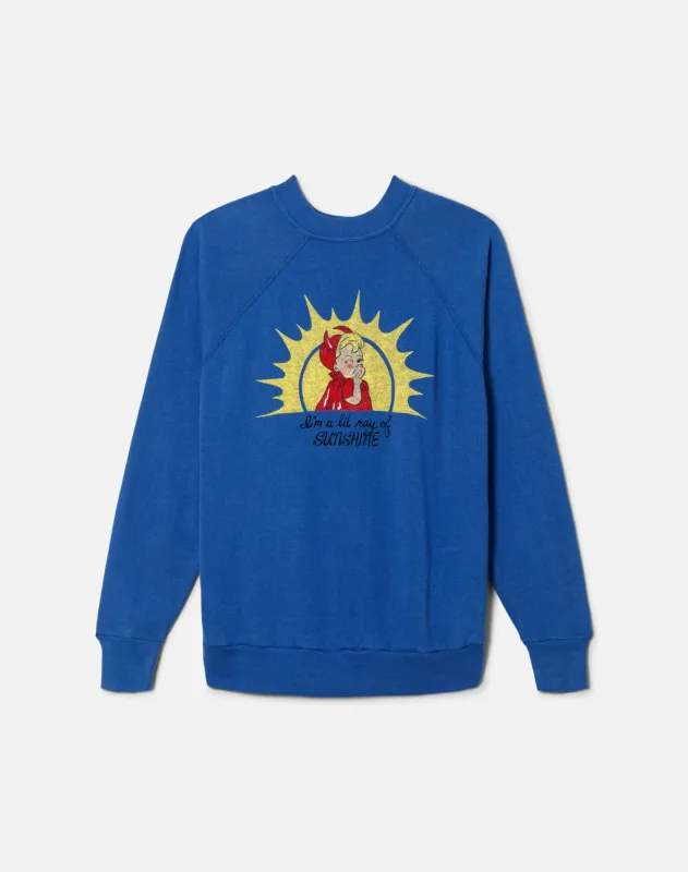 Upcycled "Ray of Sunshine" Sweatshirt - Blue sold by Re/Done