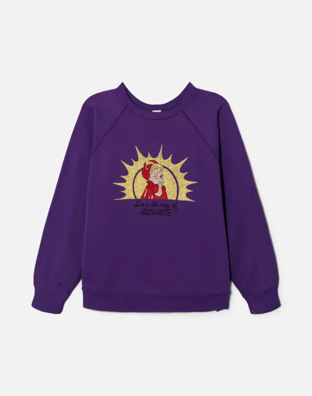 Upcycled "Ray of Sunshine" Sweatshirt - Purple made by Re/Done
