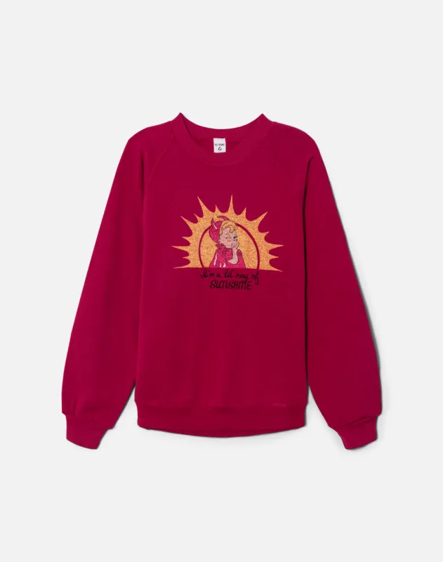 Upcycled "Ray of Sunshine" Sweatshirt - Magenta sold by Re/Done