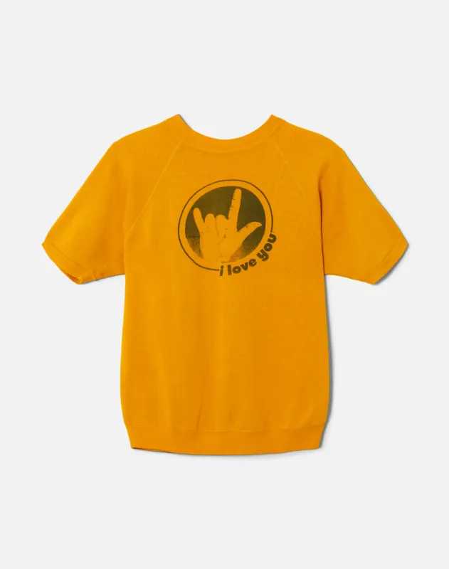 70s I Love You Short Sleeve Sweatshirt -#16 made by Re/Done