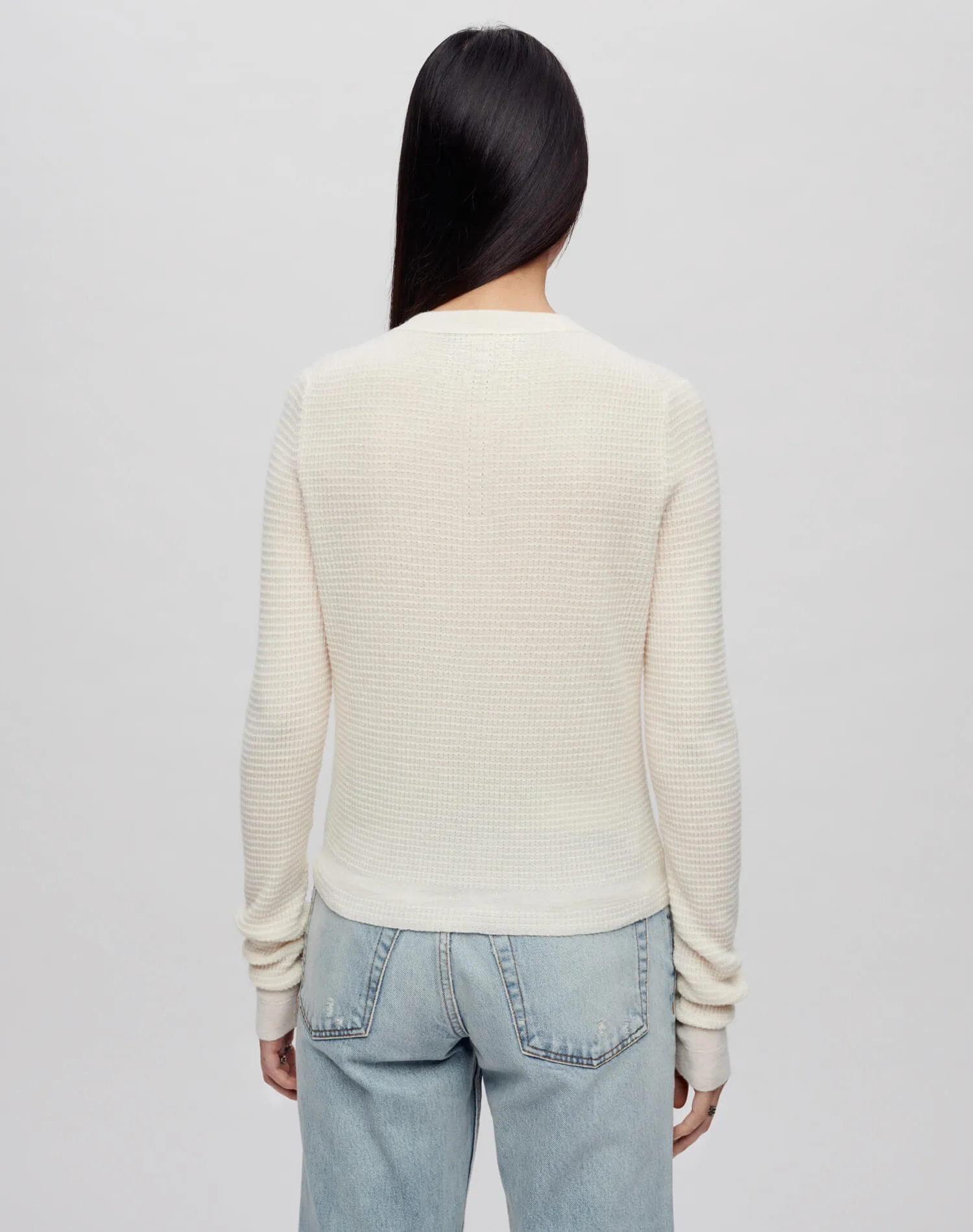 Waffle Slim Cardigan - Ecru sold by Re/Done product image thumbnail 5
