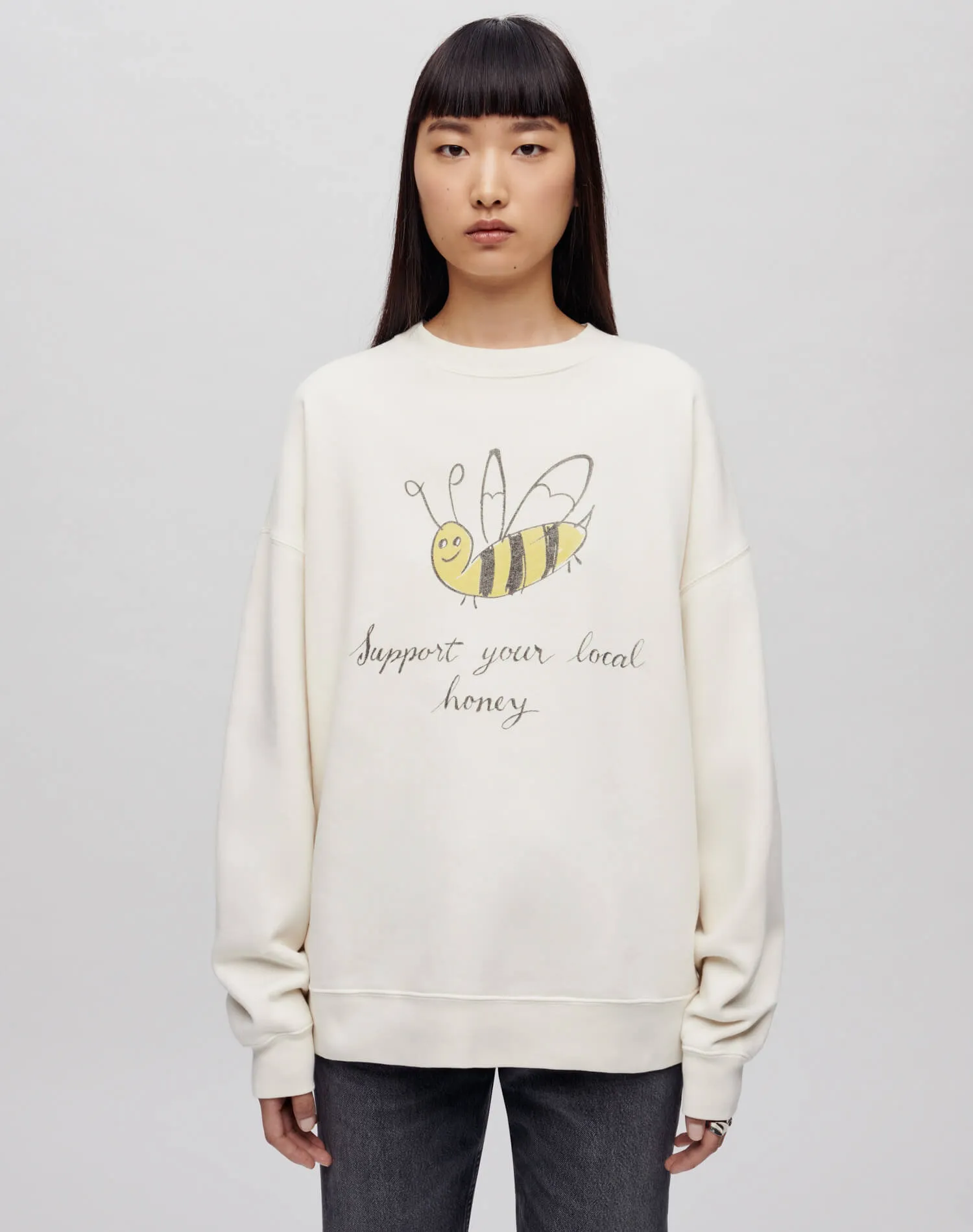 Oversized Crewneck "Local Honey" - Vintage White sold by Re/Done product image thumbnail 3