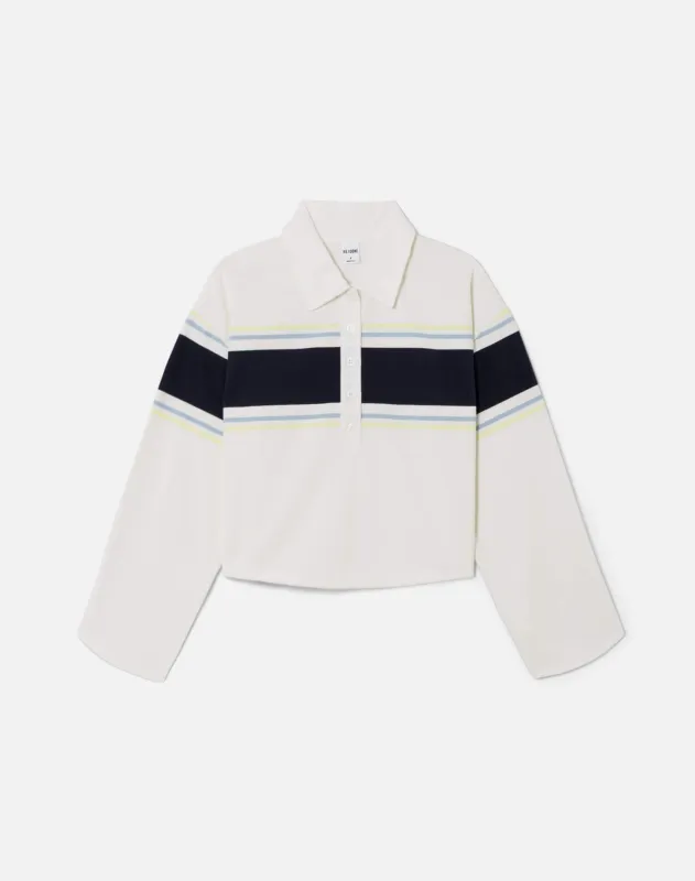 Cut Off Rugby Polo - Off White Stripe made by Re/Done