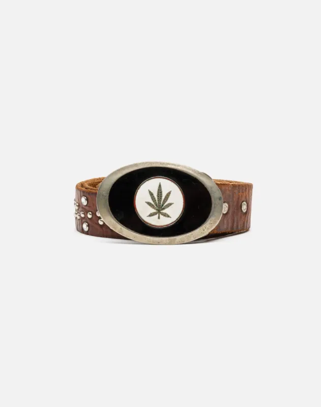 70s Marijuana Buckle on studded belt -#13 sold by Re/Done
