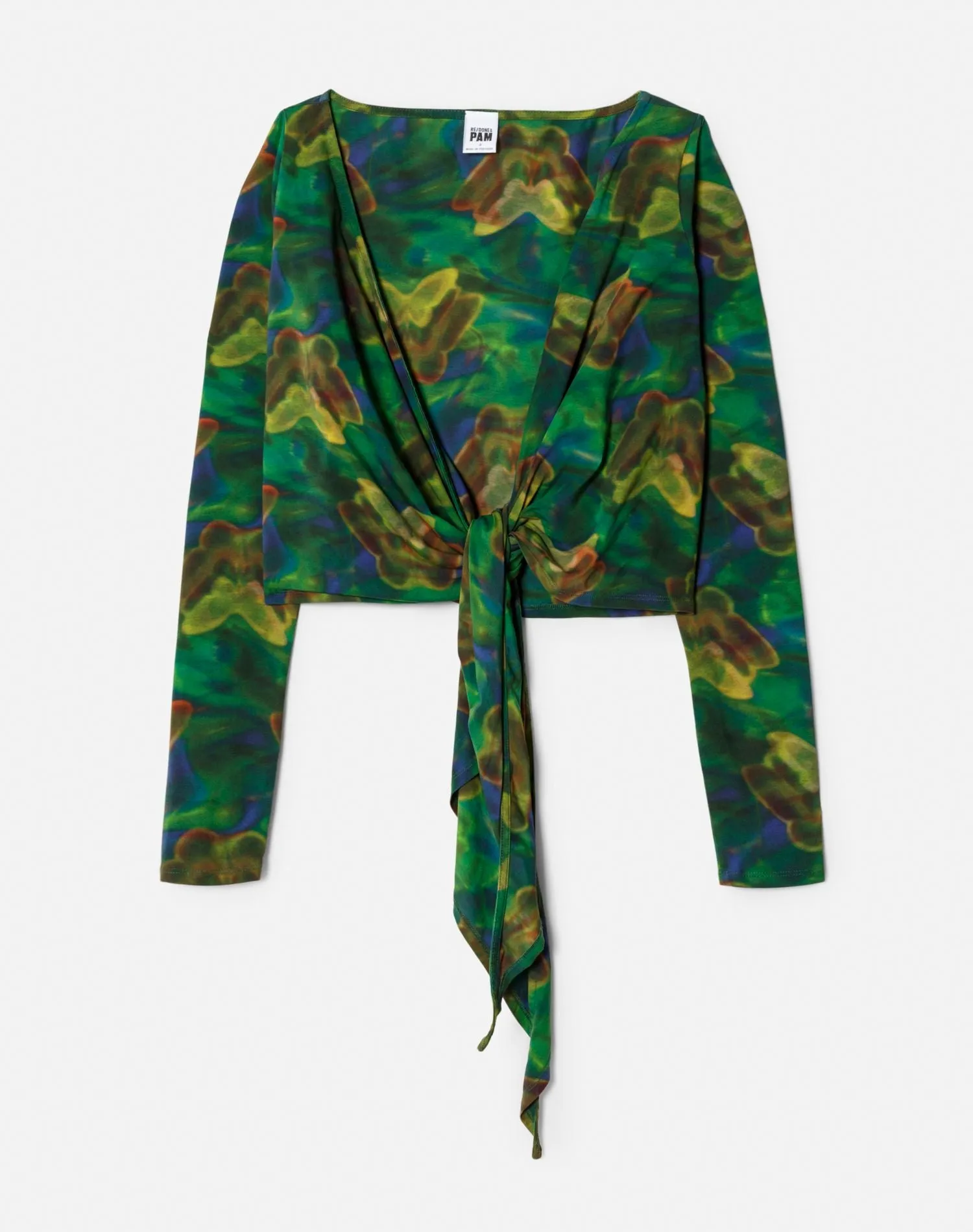 Wrap Tie Top - Green Butterfly Size S sold by Re/Done