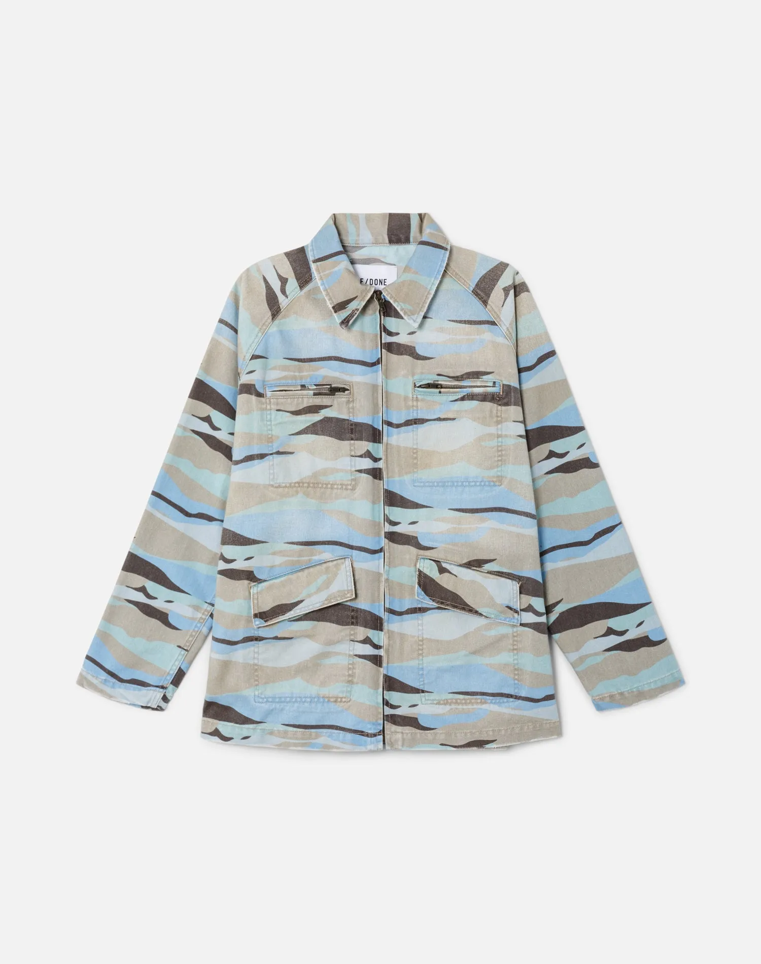 The Ollie Utility Jacket - Blue Camo sold by Re/Done