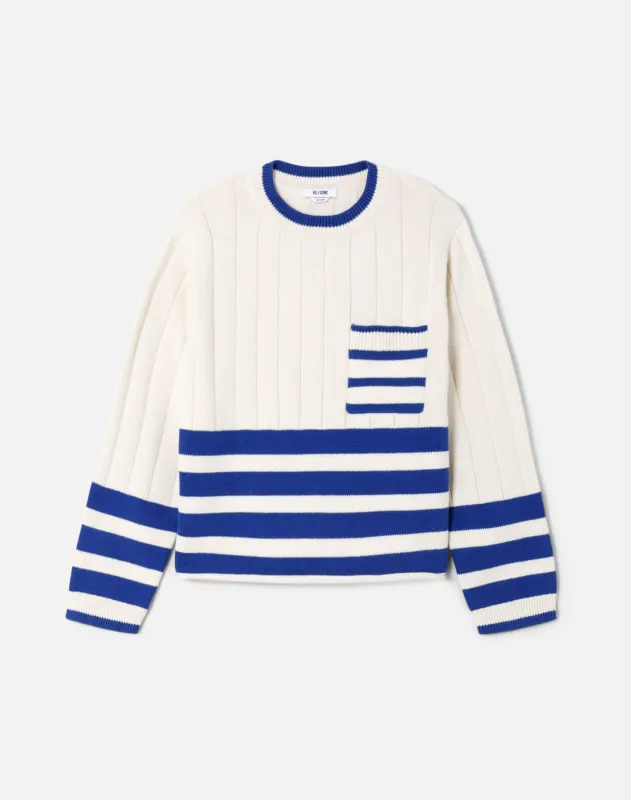 The Nash Crewneck - Ivory Combo sold by Re/Done