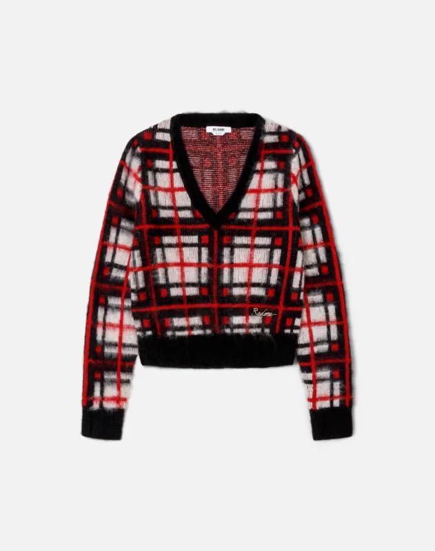 Tartan V-Neck Pullover - Black/Red/White made by Re/Done