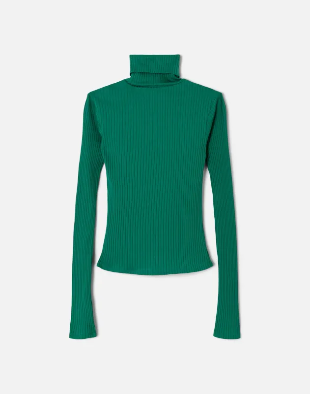 Ribbed Turtleneck - Grass Green made by Re/Done