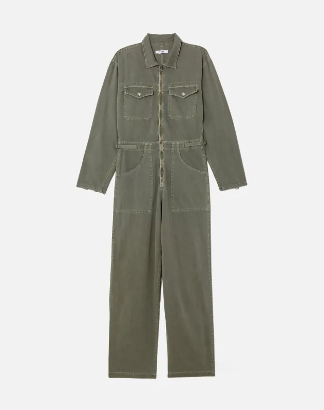 Zip Front Military Jumpsuit - Washed Military sold by Re/Done