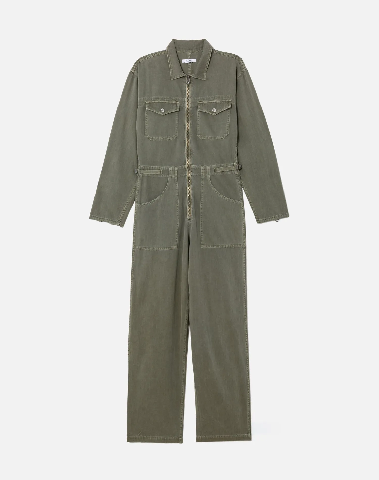 Zip Front Military Jumpsuit - Washed Military sold by Re/Done
