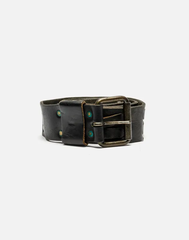 70s Leather Belt with Braiding -#1010 made by Re/Done