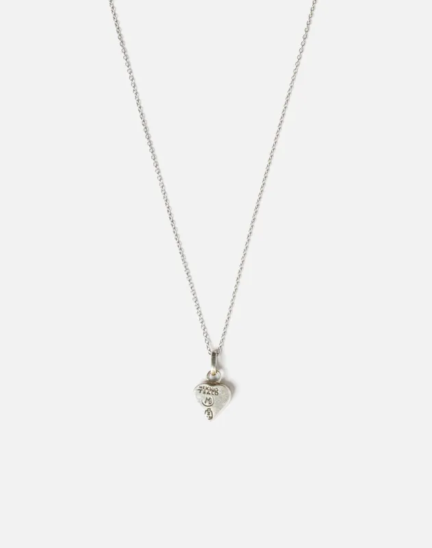 70s Heart Pendant with Stone Inlay Necklace -#1043 sold by Re/Done