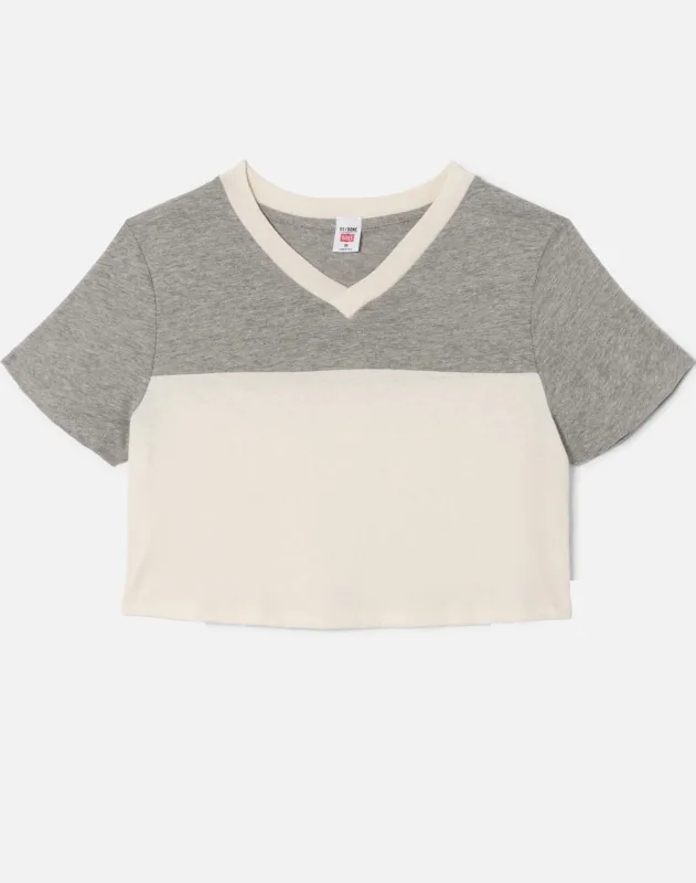 Hanes V Neck Contrast Jersey - HTG Vintage White sold by Re/Done