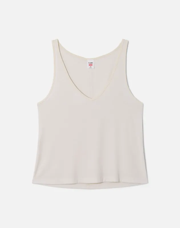 Hanes Slim V Neck Tank - Vintage White made by Hanes
