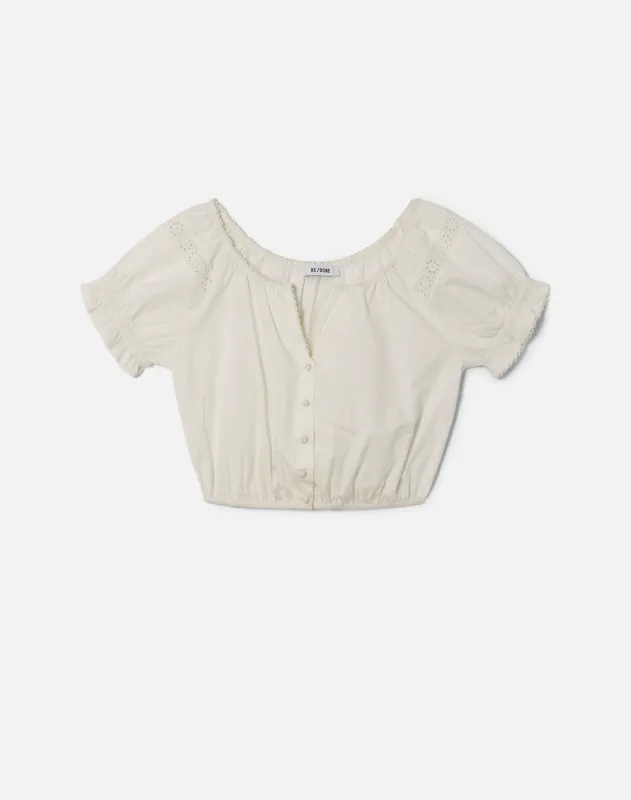 Pattie Puff Sleeve Blouse - Vintage White made by Re/Done