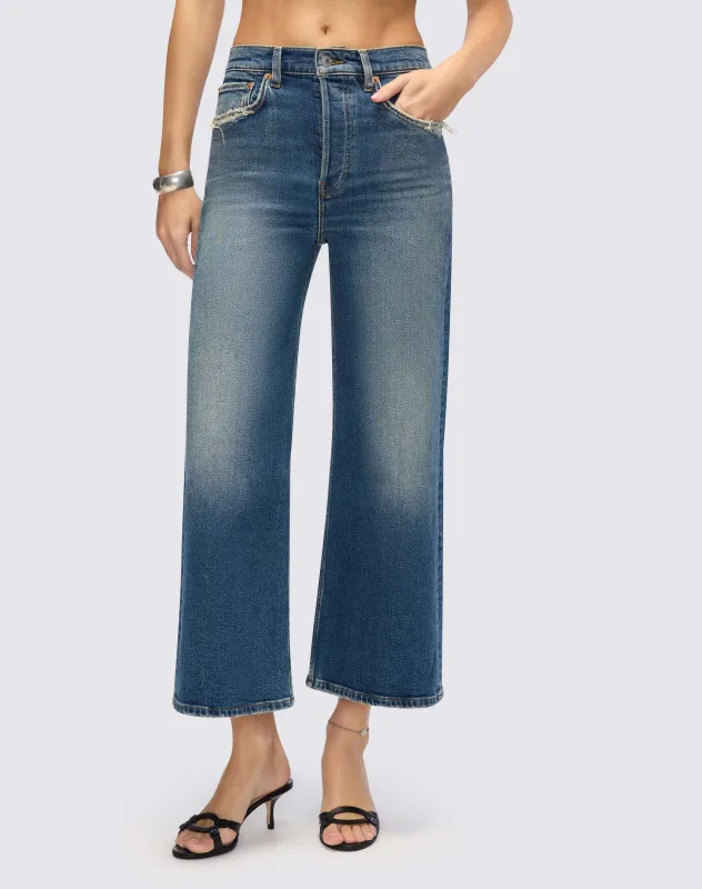Comfort Stretch High Rise Wide Leg Crop - Sonoma Indigo sold by Re/Done