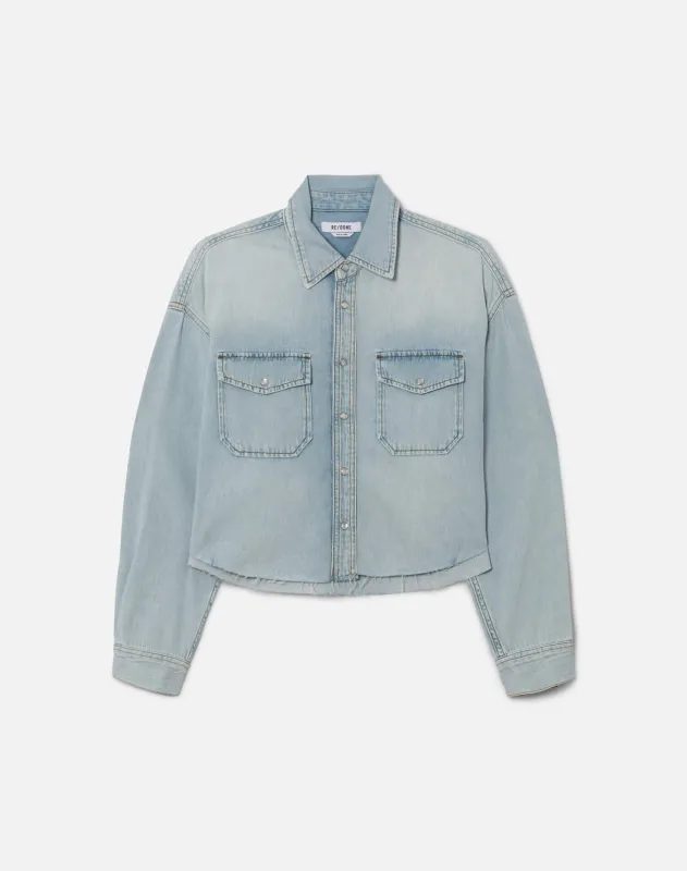 Camper Crop Shirt - Bleach Distress made by Re/Done
