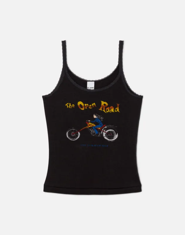 Lace Strap "Open Road" Tank - Washed Black sold by Re/Done