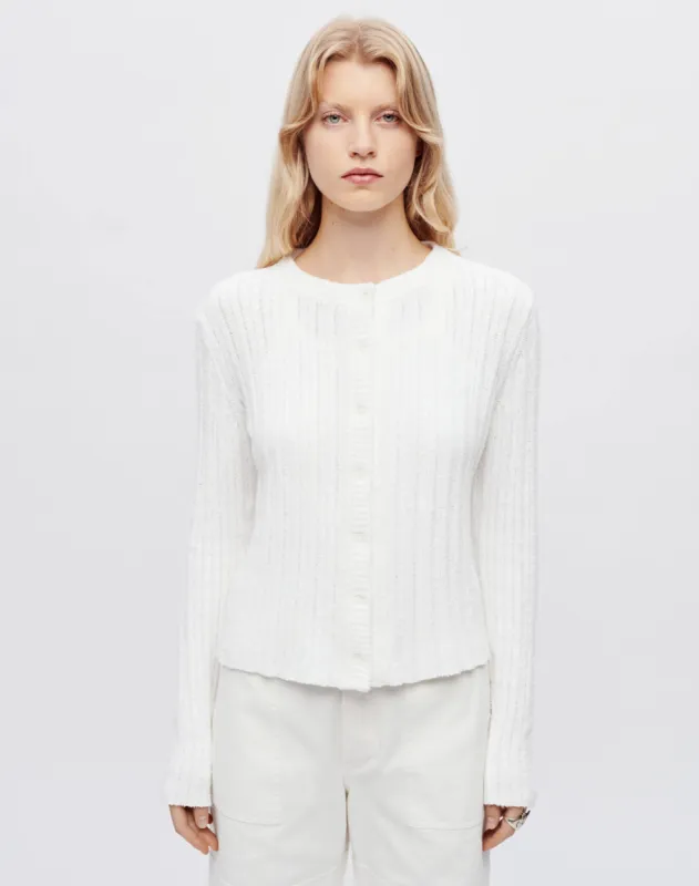 Terry Ribbed Cardi - Vintage White made by Re/Done