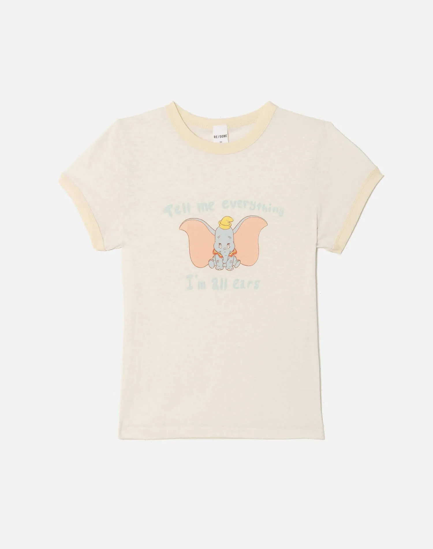 60s Slim Ringer "Dumbo" Tee - Vintage White With Shortbread sold by Re/Done