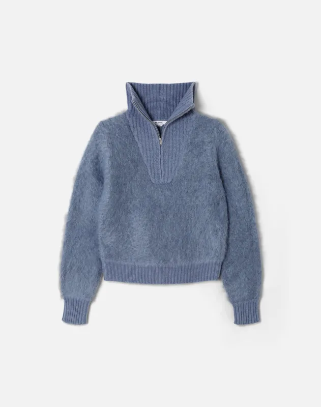 Zip Mock Pullover - Light Blue made by Re/Done