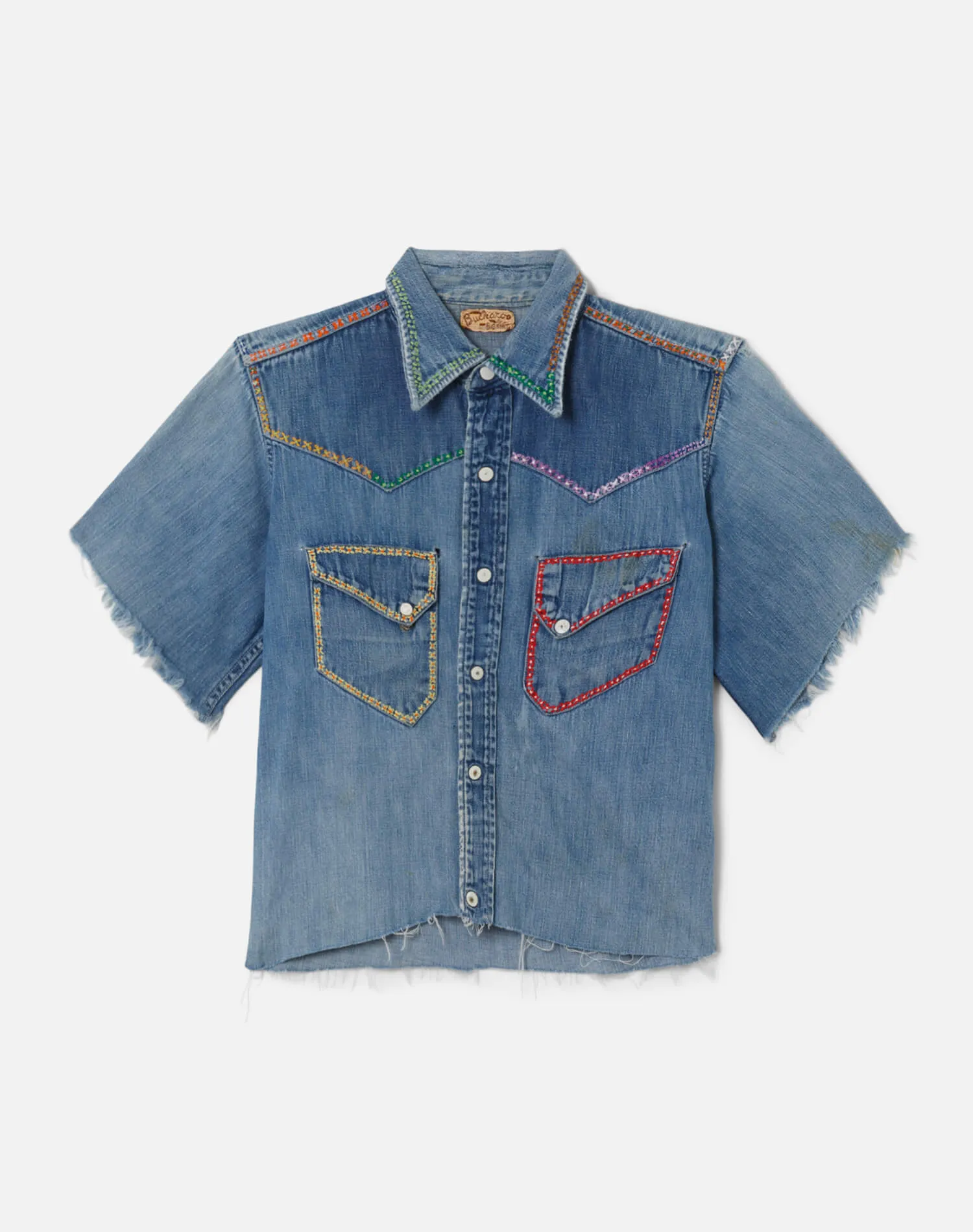 50s Buckaroo Cut Off Embroidered Denim Shirt sold by Re/Done