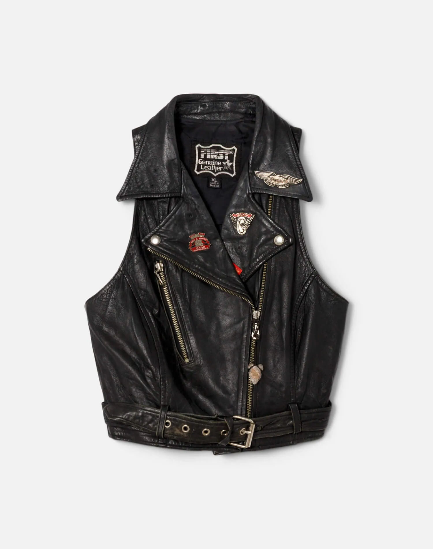 90s Leather Moto Vest -#1261 sold by Re/Done