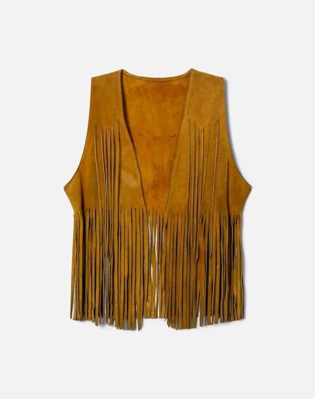70s Suede Fringe Vest -#1257 made by Re/Done