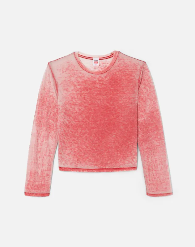 Long Sleeve Boxy Tee - Heritage Red made by Hanes