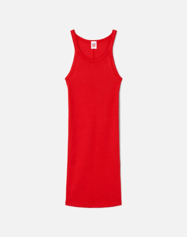 Ribbed Tank Mini Dress - Heritage Red made by Hanes