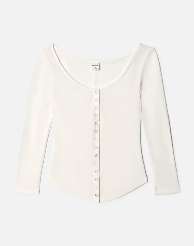 Olivia Top - Vintage White made by Hanes