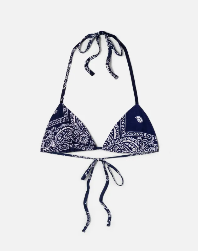 Upcycled Lola Tie Top - Navy Bandana made by Re/Done