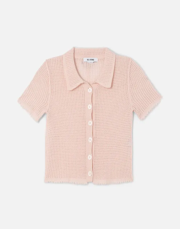 Amelia Cashmere Polo - Pink Salt made by Re/Done