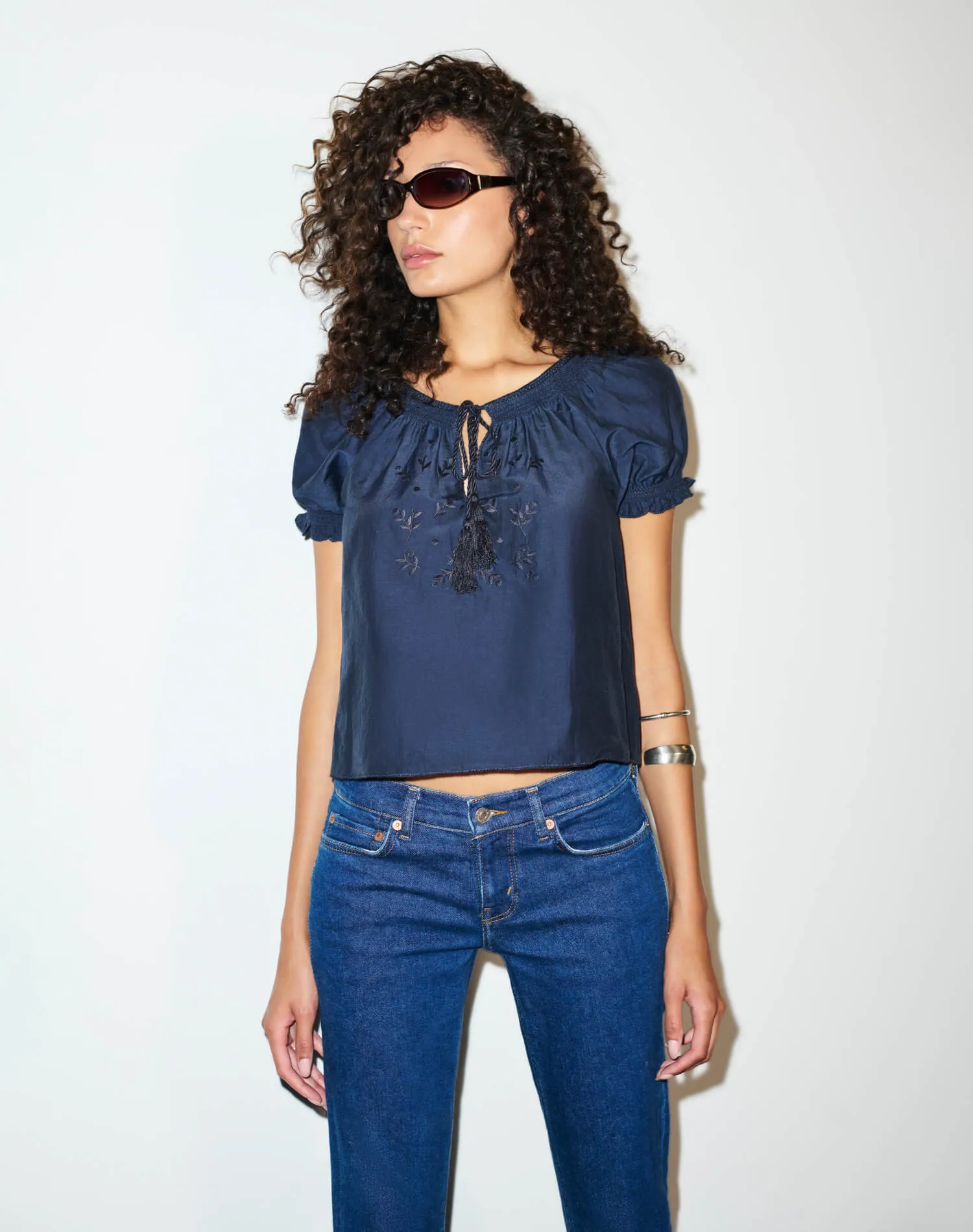 Katie Embroidered Top - Vintage Navy sold by Re/Done product image thumbnail 2