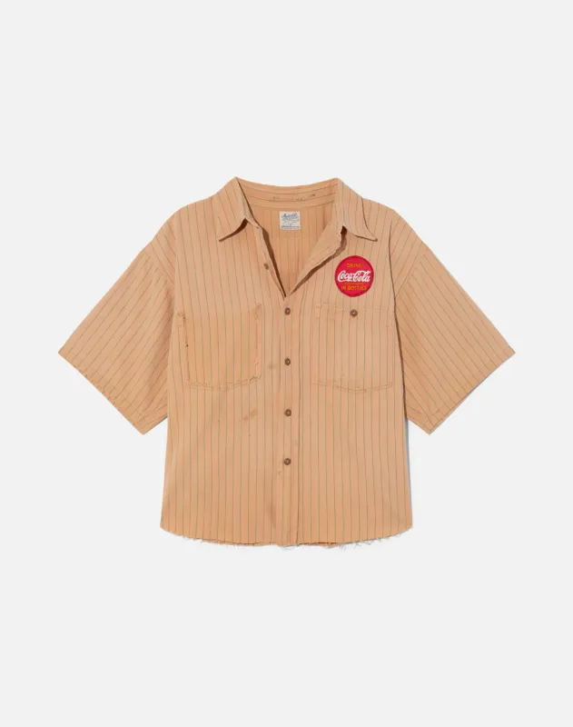 Vintage 40s Distressed Coca Cola Button Down Shirt -#1405 made by Re/Done