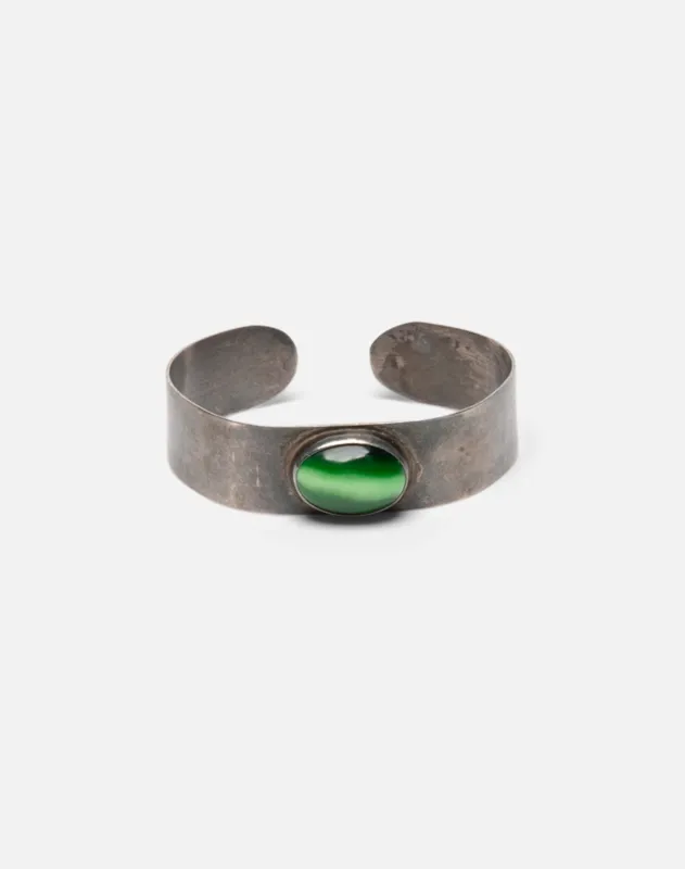 70s Optic Glass Sterling Cuff -#1362 made by Re/Done