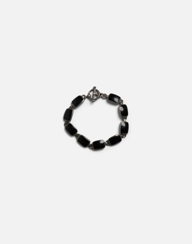 80s Onyx Mexican Sterling Bracelet -#1354 made by Re/Done