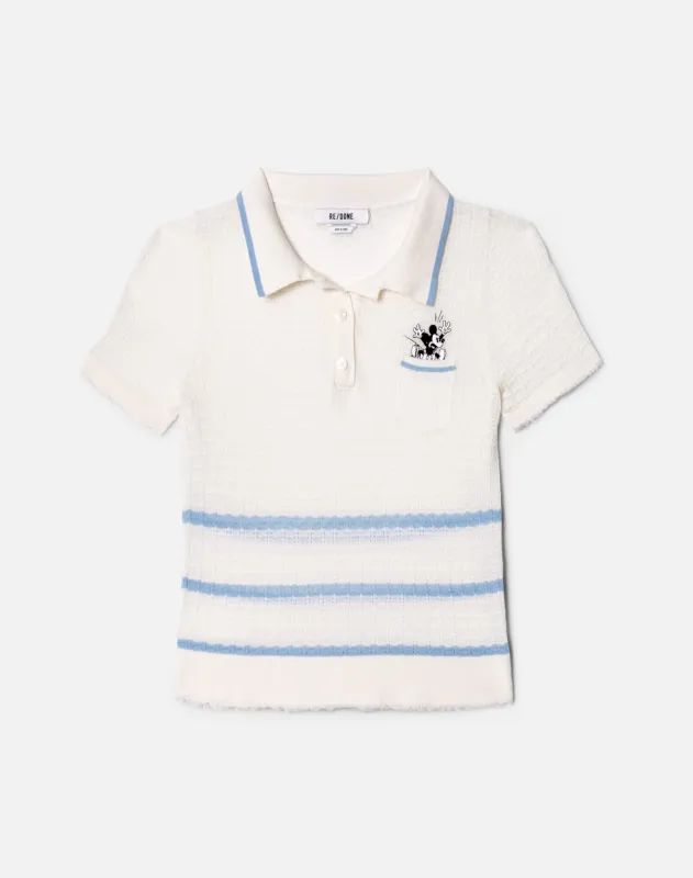 Mickey Polo - White/Seaside made by Re/Done