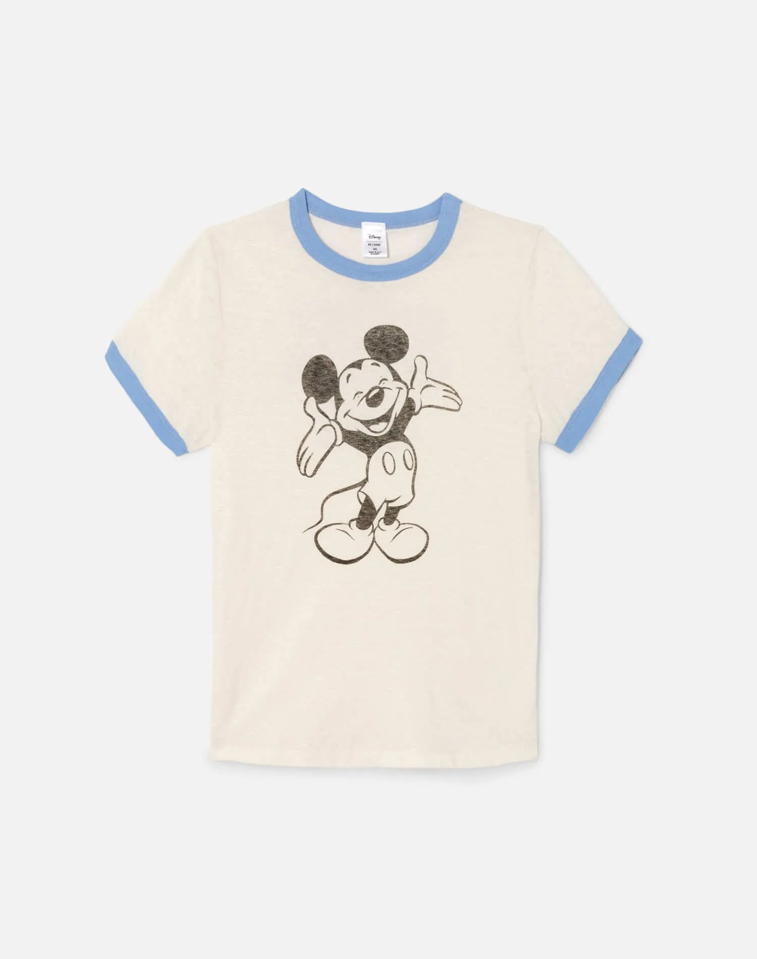 60s Slim Ringer Tee The Mickey Mouse Club - Vintage White w/ Seaside sold by Re/Done