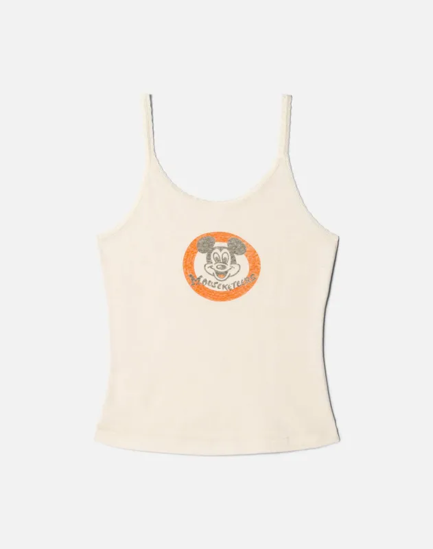 Lace Strap Tank Mouskateers - Vintage White made by Re/Done