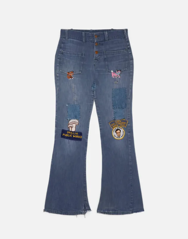 Vintage 70s Patchwork Low Rise Flare - #1571 made by Re/Done