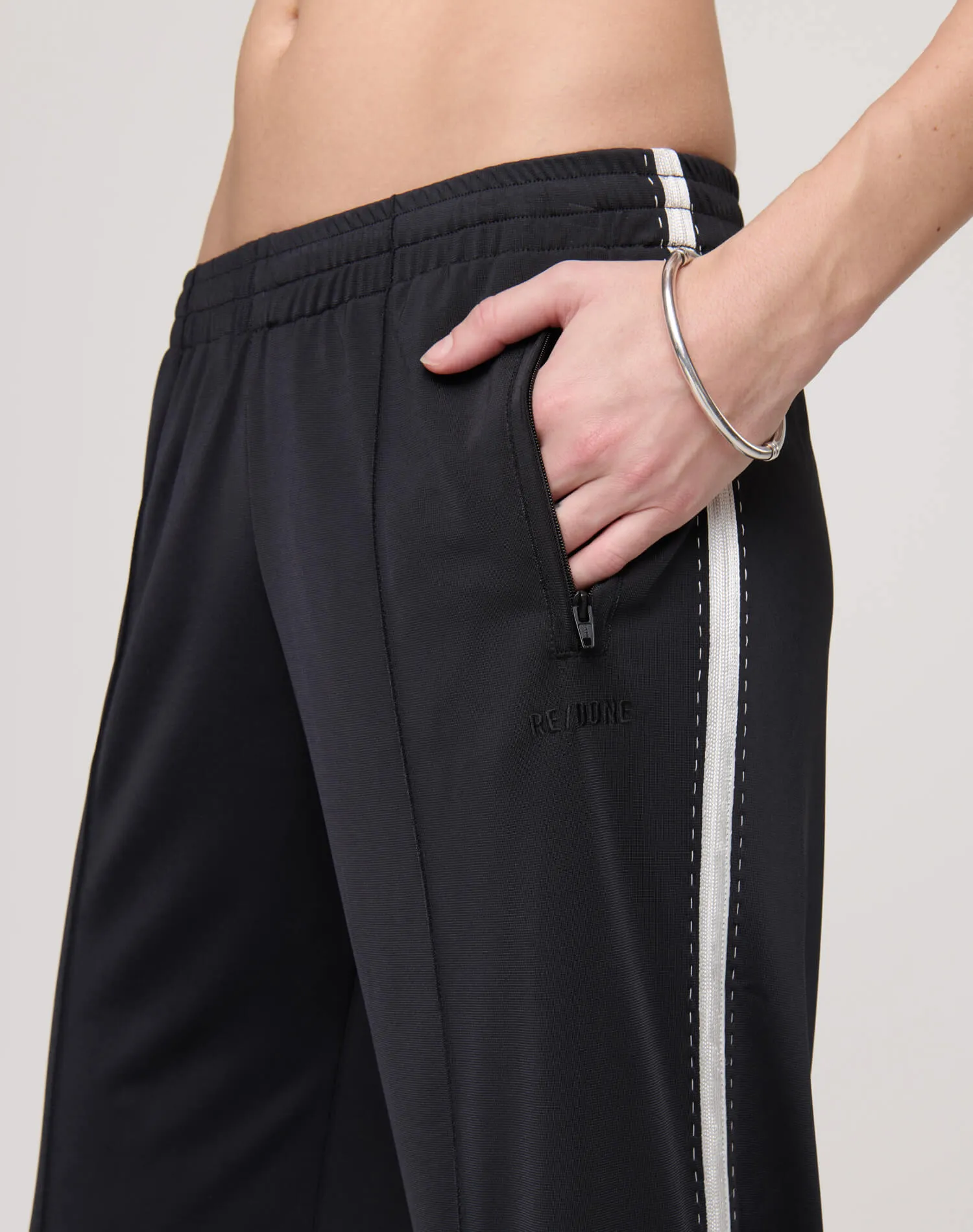 Mel Track Pant - Black With White sold by Re/Done product image thumbnail 2